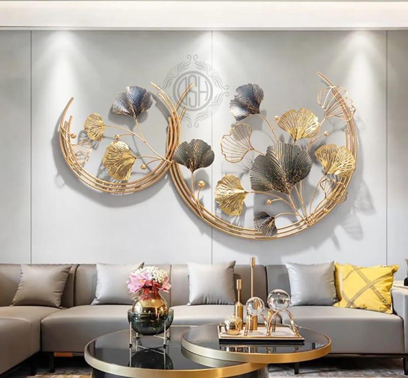 Decorative metal wall panels with gold leaf detailing